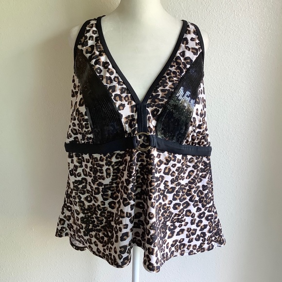 torrid Other - TORRID Leopard Print Sequin Halter Tankini Swim Top Plus Size 4X